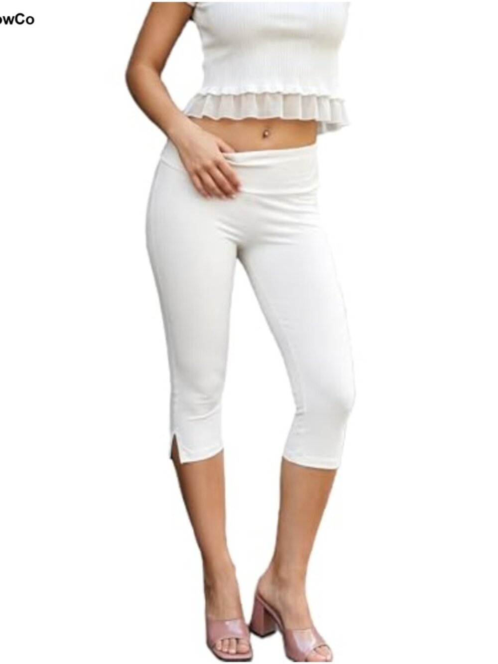 Y2K Low Rise Capri Leggings - Slim Fit Cropped Yoga Pants for Women